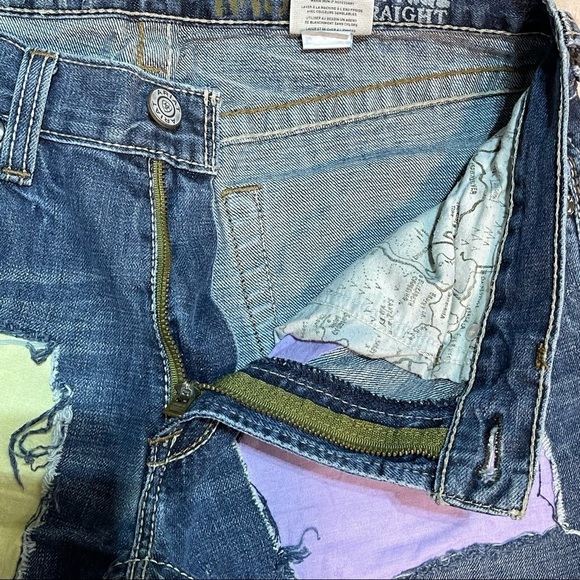 ARIAT Denim M5 Men’s Blue Jeans Low Rise Straight 31x34 W/ Patches Distressed - Picture 12 of 15